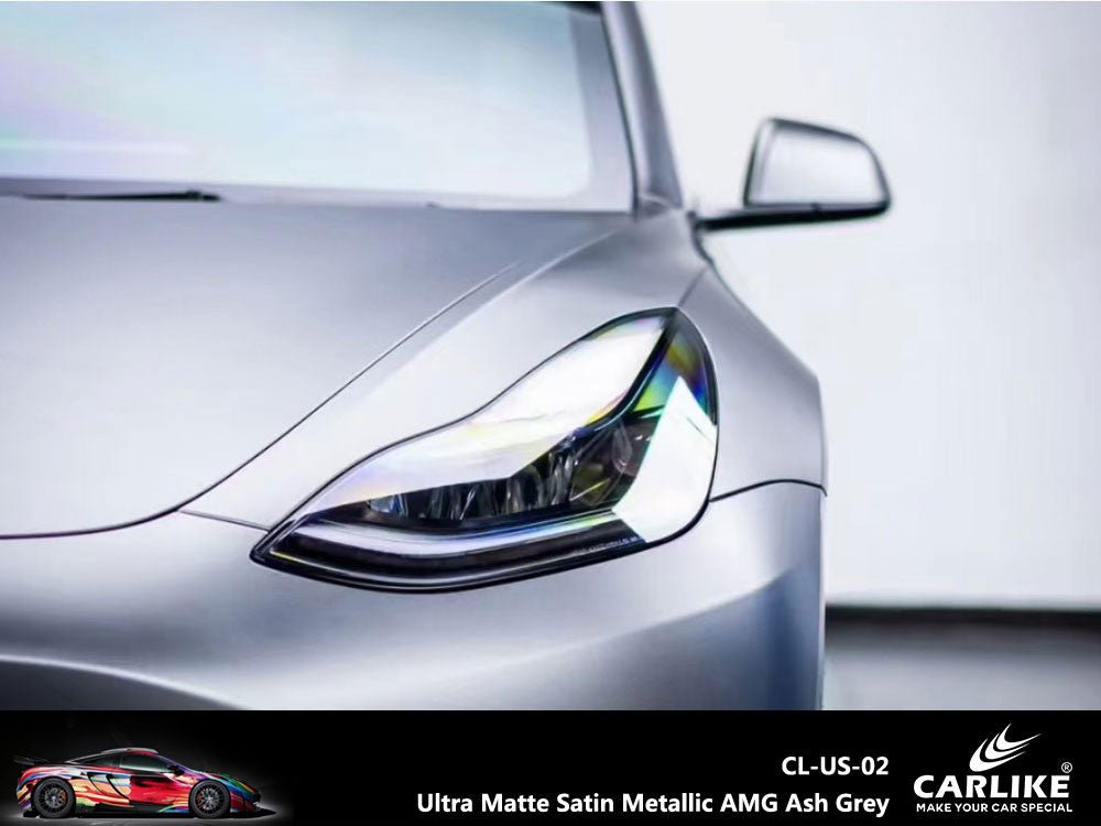 CARLIKE CL-US-02P Ultra Matte Satin Metallic AMG Ash Grey Vinyl PET Liner - CARLIKE WRAP