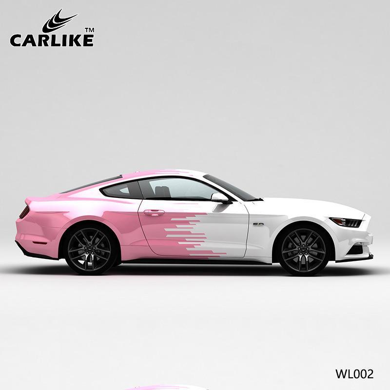 CARLIKE CL-WL002 Pattern White Pink Lines High-precision Printing Customized Car Vinyl Wrap - CARLIKE WRAP