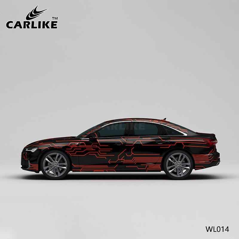 CARLIKE CL-WL014 Pattern Black Red Circuit High-precision Printing Customized Car Vinyl Wrap - CARLIKE WRAP