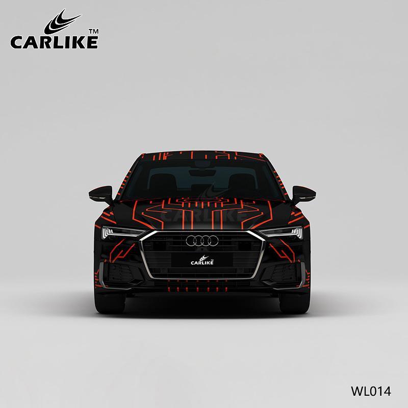 CARLIKE CL-WL014 Pattern Black Red Circuit High-precision Printing Customized Car Vinyl Wrap - CARLIKE WRAP