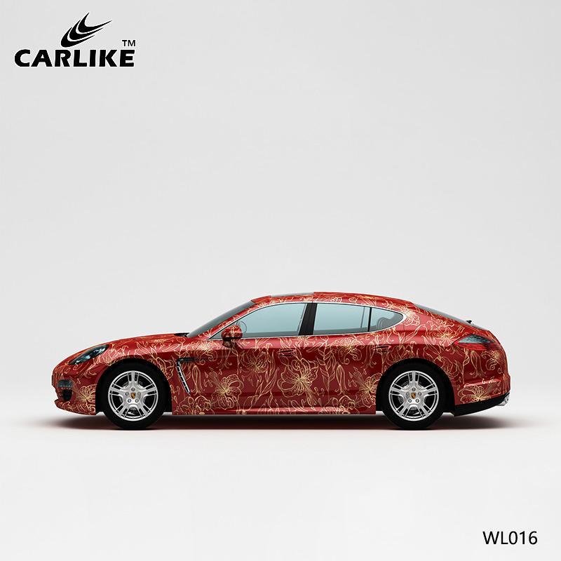 CARLIKE CL-WL016 Pattern Red Gold Flower High-precision Printing Customized Car Vinyl Wrap - CARLIKE WRAP