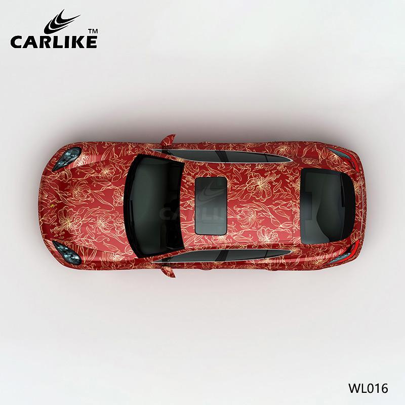 CARLIKE CL-WL016 Pattern Red Gold Flower High-precision Printing Customized Car Vinyl Wrap - CARLIKE WRAP