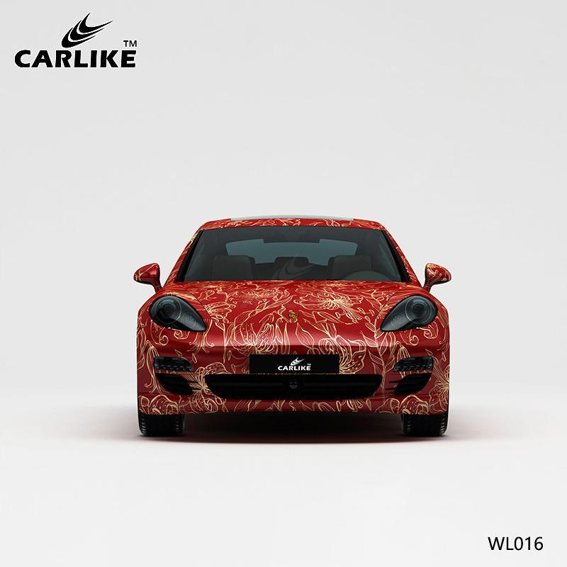 CARLIKE CL-WL016 Pattern Red Gold Flower High-precision Printing Customized Car Vinyl Wrap - CARLIKE WRAP