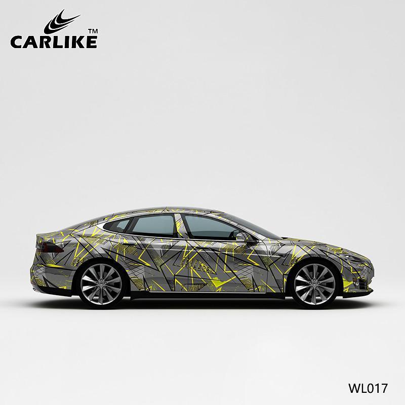 CARLIKE CL-WL017 Pattern Black Yellow Lines on Gray High-precision Printing Customized Car Vinyl Wrap - CARLIKE WRAP