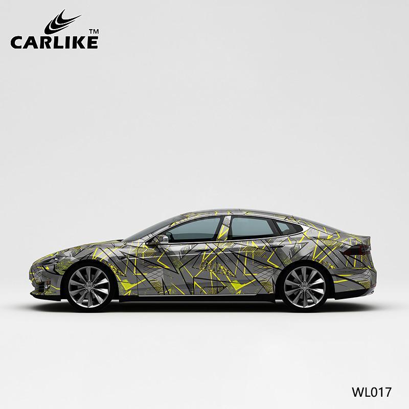 CARLIKE CL-WL017 Pattern Black Yellow Lines on Gray High-precision Printing Customized Car Vinyl Wrap - CARLIKE WRAP