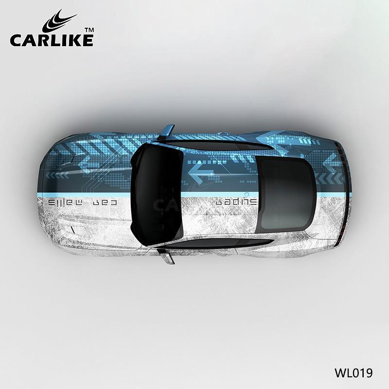 CARLIKE CL-WL019 Pattern Blue and Gray Circuit High-precision Printing Customized Car Vinyl Wrap - CARLIKE WRAP