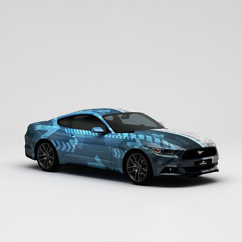 CARLIKE CL-WL019 Pattern Blue and Gray Circuit High-precision Printing Customized Car Vinyl Wrap - CARLIKE WRAP