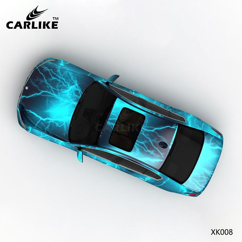 CARLIKE CL-XK008 Pattern Blue Black Lightning High-precision Printing Customized Car Vinyl Wrap - CARLIKE WRAP