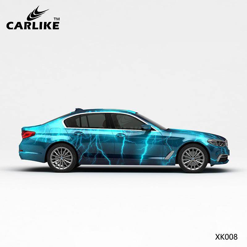 CARLIKE CL-XK008 Pattern Blue Black Lightning High-precision Printing Customized Car Vinyl Wrap - CARLIKE WRAP