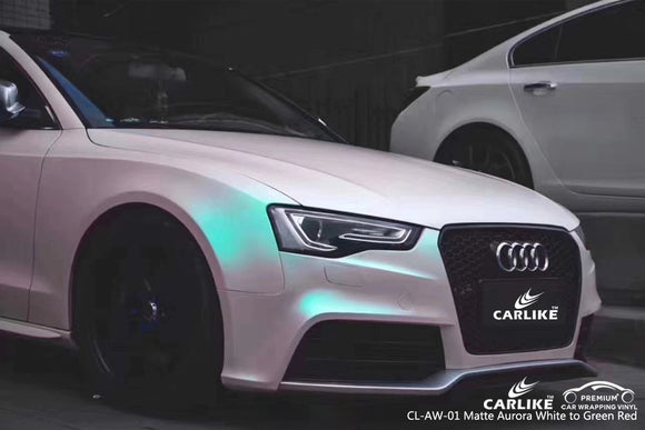 CARLIKE CL-AW-01 MATTE AURORA WHITE TO GREEN RED VINYL FOR AUDI - CARLIKE WRAP