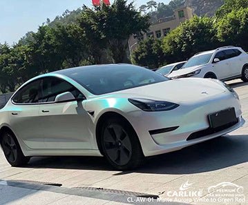 CARLIKE CL-AW-01 matte aurora white to green red vinyl for tesla - CARLIKE WRAP