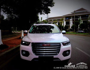 CARLIKE CL-AW-02 ENVOLTURA HAVAL DE VINILO ROJO BRILLO AURORA BLANCO A VERDE 