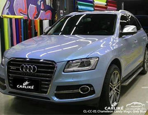 CARLIKE CL-CC-01 CHAMELEON CANDY MAGIC GREY BLUE VINYL WRAP AUDI