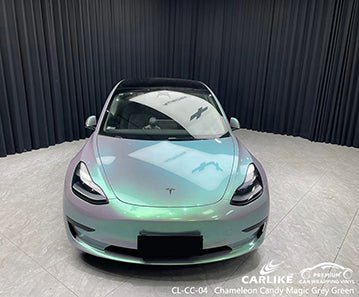 CARLIKE CL-CC-04 chameleon candy magic grey green vinyl for tesla - CARLIKE WRAP