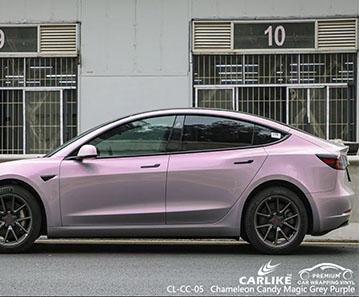 CARLIKE CL-CC-05 chameleon candy magic grey purple vinyl for tesla - CARLIKE WRAP
