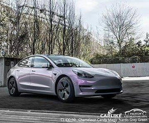 CARLIKE CL-CC-10 chameleon candy magic nardo grey green vinyl for tesla