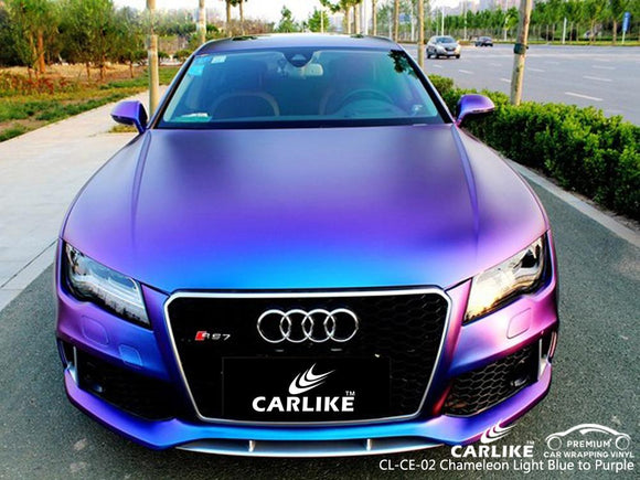 CARLIKE CL-CE-02 CHAMELEON ELECTRO METALLIC LIGHT BLUE TO PURPLE VINYL WRAP - CARLIKE WRAP