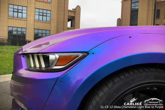 CARLIKE CL-CE-12 GLOSS CHAMELEON ELECTRO METALLIC LIGHT BLUE TO PURPLE VINYL For Car Wrap - CARLIKE WRAP