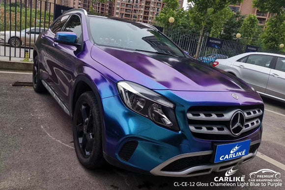 CARLIKE CL-CE-12 GLOSS CHAMELEON ELECTRO METALLIC LIGHT BLUE TO PURPLE VINYL FOR WRAP CAR - CARLIKE WRAP