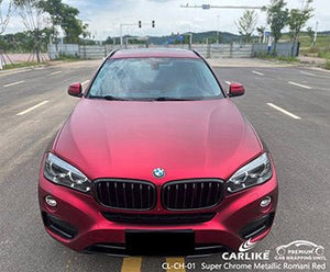 CARLIKE CL-CH-01 super chrome metallic romani red vinyl for bmw