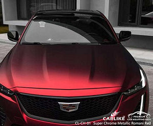 CARLIKE CL-CH-01 super chrome metallic romani red vinyl for cadillac