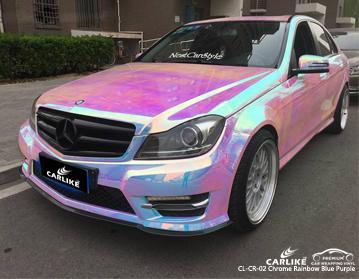 CARLIKE CL-CR-02 CHROME RAINBOW BLUE PURPLE VINYL MERCEDES-BENZ - CARLIKE WRAP