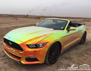 CARLIKE CL-CR-03 chrome rainbow amber orange vinyl wrapping car mustang - CARLIKE WRAP