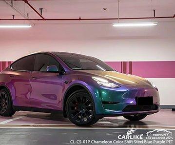 CARLIKE CL-CS-01P chameleon color shift steel blue purple vinyl (pet air release paper) for tesla - CARLIKE WRAP