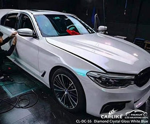 CARLIKE CL-DC-55 diamond crystal gloss white blue vinyl for bmw