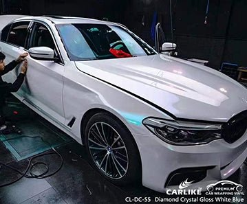 CARLIKE CL-DC-55 diamond crystal gloss white blue vinyl for bmw - CARLIKE WRAP