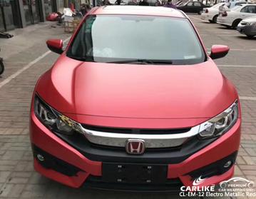 CARLIKE CL-EM-12 RED MATTE ELECTRO METALLIC VINYL WRAP ON HONDA - CARLIKE WRAP