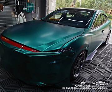 CARLIKE CL-EM-21 matte electro metallic emerald green vinyl strechable car wraps Milano Italy - CARLIKE WRAP