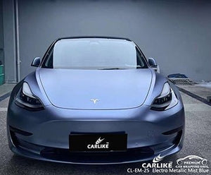 CARLIKE CL-EM-25 vinilo azul niebla electro metalizado mate para tesla