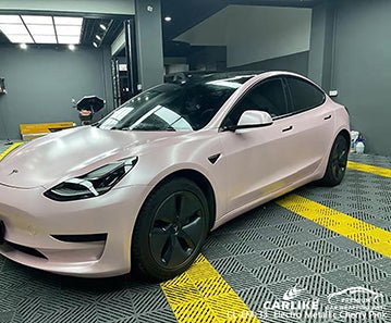 CARLIKE CL-EM-33 matte electro metallic cherry pink vinyl for tesla - CARLIKE WRAP