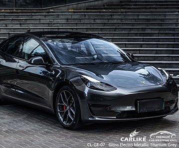 CARLIKE CL-GE-07 gloss electro metallic titanium grey vinyl for tesla - CARLIKE WRAP