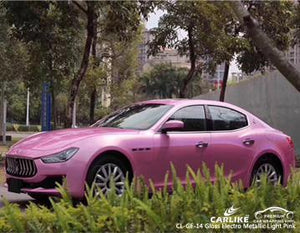 CARLIKE CL-GE-14 ENVOLTURA DE VINILO ELECTRO METALIZADO BRILLANTE ROSA CLARO MASERATI 