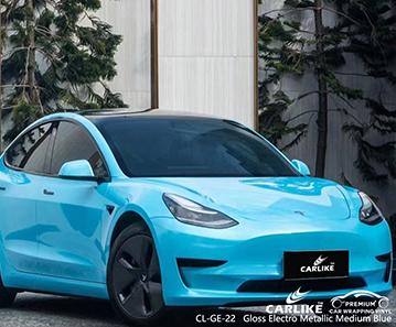 CARLIKE CL-GE-22 gloss electro metallic medium blue high polymer pvc vinyl for TESLA Sri Lanka - CARLIKE WRAP
