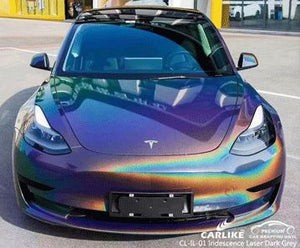 CARLIKE CL-IL-01 iridescence laser dark grey vinyl for tesla