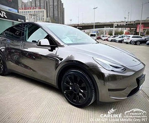 CARLIKE CL-LM-02P liquid metallic grey vinyl (pet air release paper) for tesla