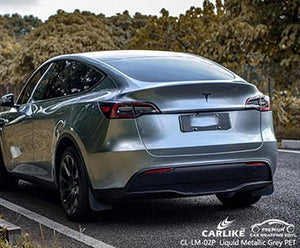 CARLIKE CL-LM-02P liquid metallic grey vinyl (pet air release paper) for tesla