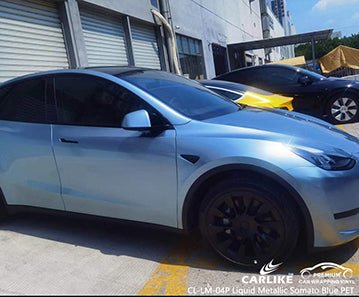 CARLIKE CL-LM-04P liquid metallic somato blue vinyl (pet air release paper) for tesla - CARLIKE WRAP