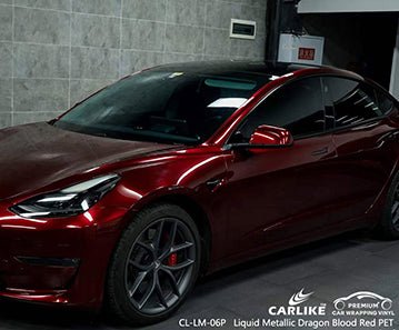 CARLIKE CL-LM-06P liquid metallic dragon blood red vinyl (pet air release paper) for tesla - CARLIKE WRAP