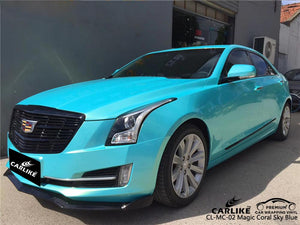 CARLIKE CL-MC-02 PELÍCULA DE ENVOLTURA DE CADILLAC DE VINILO AZUL CIELO CORAL MÁGICO BRILLANTE 