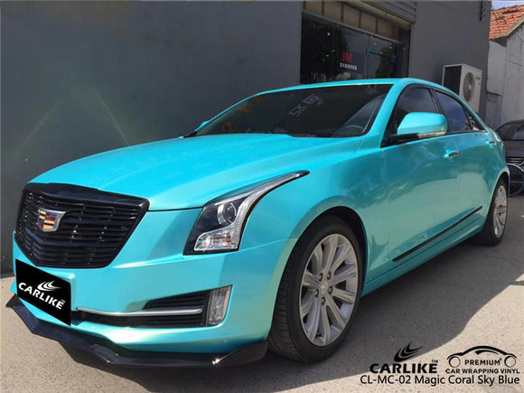 CARLIKE CL-MC-02 GLOSS MAGIC CORAL SKY BLUE VINYL CADILLAC WRAP FILM - CARLIKE WRAP