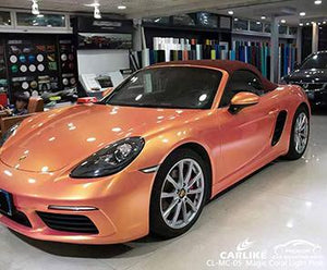 CARLIKE CL-MC-05 gloss magic coral light pink vinyl for porsche