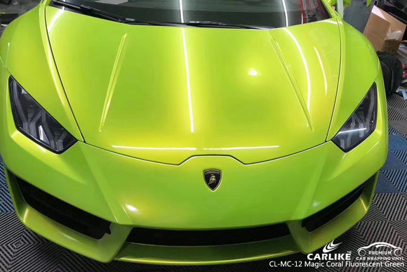 CARLIKE CL-MC-12 GLOSS MAGIC CORAL FLUORESCENT GREEN VINYL For Car Wrap - CARLIKE WRAP