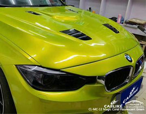 CARLIKE CL-MC-12 ENVOLTURA DE VINILO VERDE FLUORESCENTE CORAL MÁGICO BRILLANTE BMW 