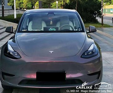 CARLIKE CL-MD-02 magic diamond grey red vinyl for tesla - CARLIKE WRAP