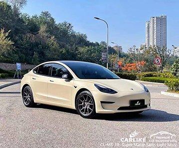 CARLIKE CL-MS-18 super matte satin light ivory vinyl for tesla - CARLIKE WRAP