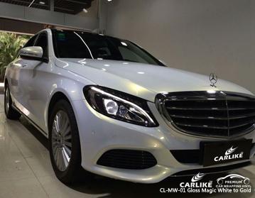 CARLIKE CL-MW-01 MAGIC CHAMELEON GLOSS WHITE TO GOLD VINYL WRAP MERCEDES-BENZ - CARLIKE WRAP